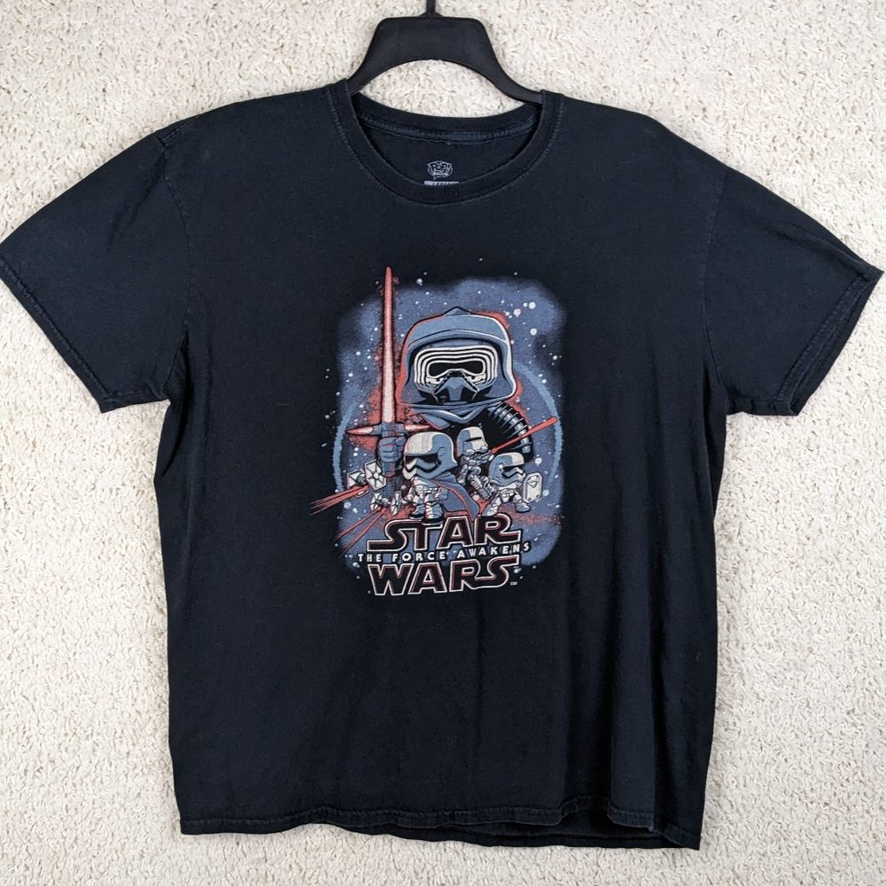 Star Wars* Men's Short Sleeve Crew Neck Straight Hem "FUNKO POP" Tee Shirt~Large